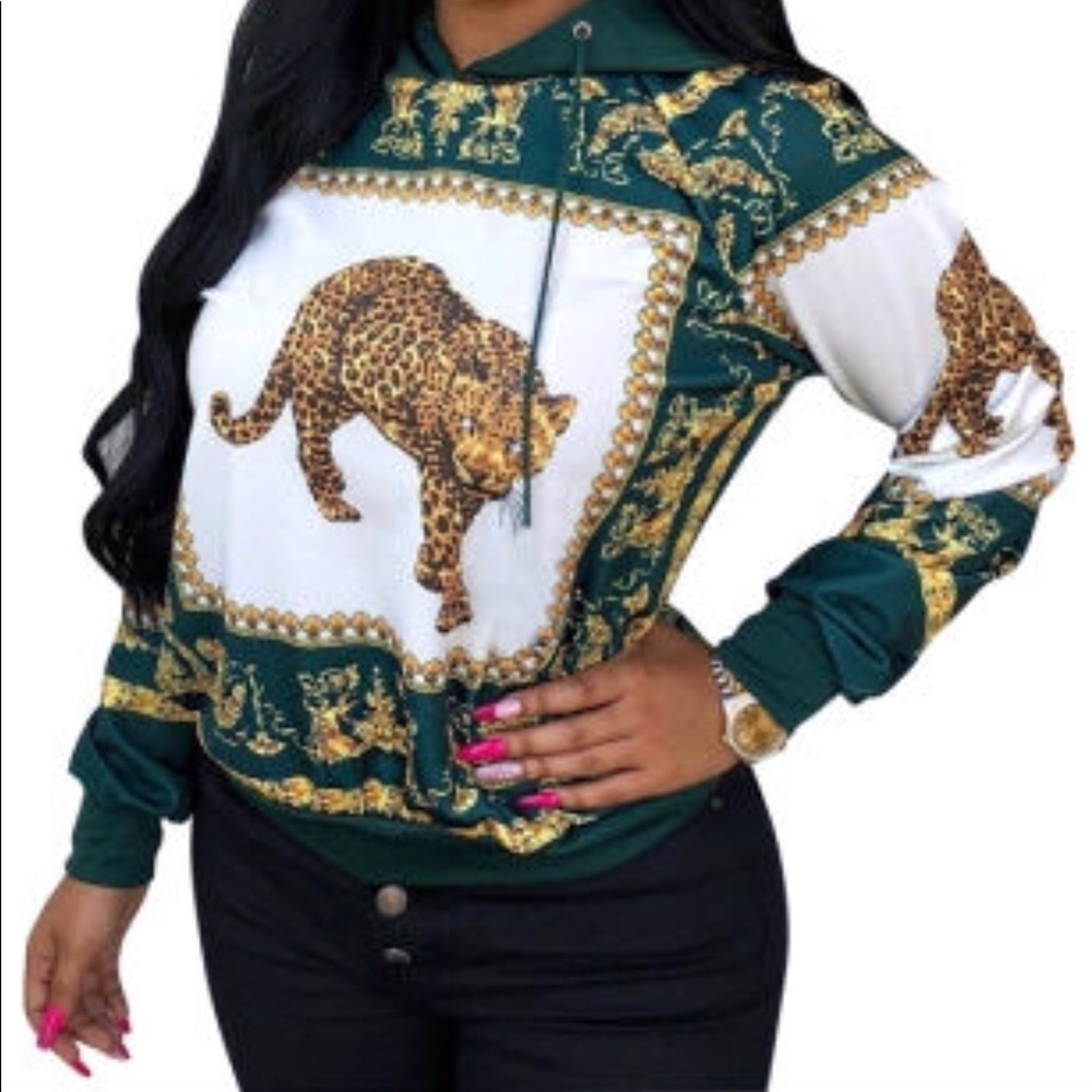 Cheetah print hooded sweater
